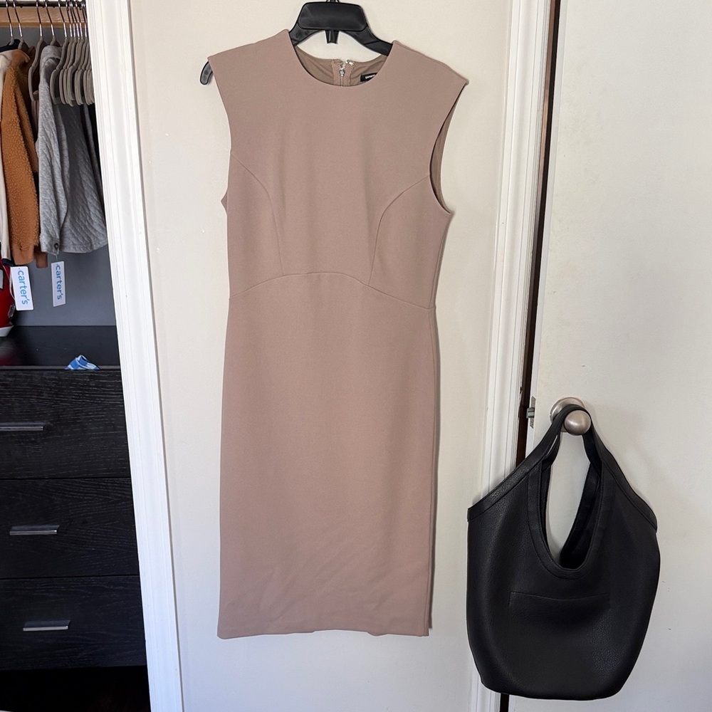 Express Sleeveless Sheath Dress in Taupe